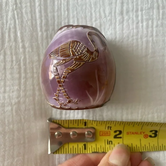 Unique Tiger Cowrie set of 4 napkin rings Palms, seahorse, dolphin and bird - Picture 10 of 11